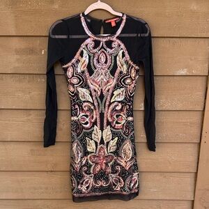 Chelsea & Violet Black Dress with Pink and Gold Accents
